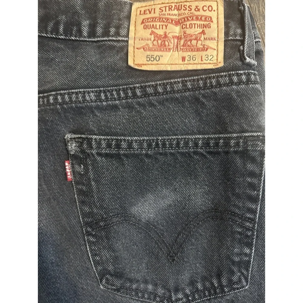 Levis 550 Black Dark Wash Relaxed Fit Jeans Sz 36x32